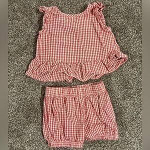 Little Planet Girls Red Gingham Ruffle Set